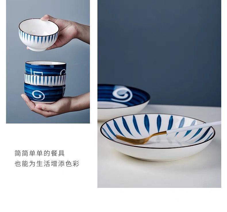 景德镇陶瓷碗家用碗盘汤碗陶瓷餐具套装高颜值饭碗盘组合简约送礼详情1