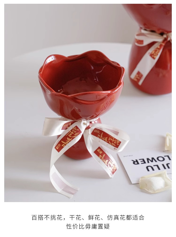 情绪稳定花瓶陶瓷花瓶客厅摆件鲜花插花轻奢高级感新家复古装饰品详情4