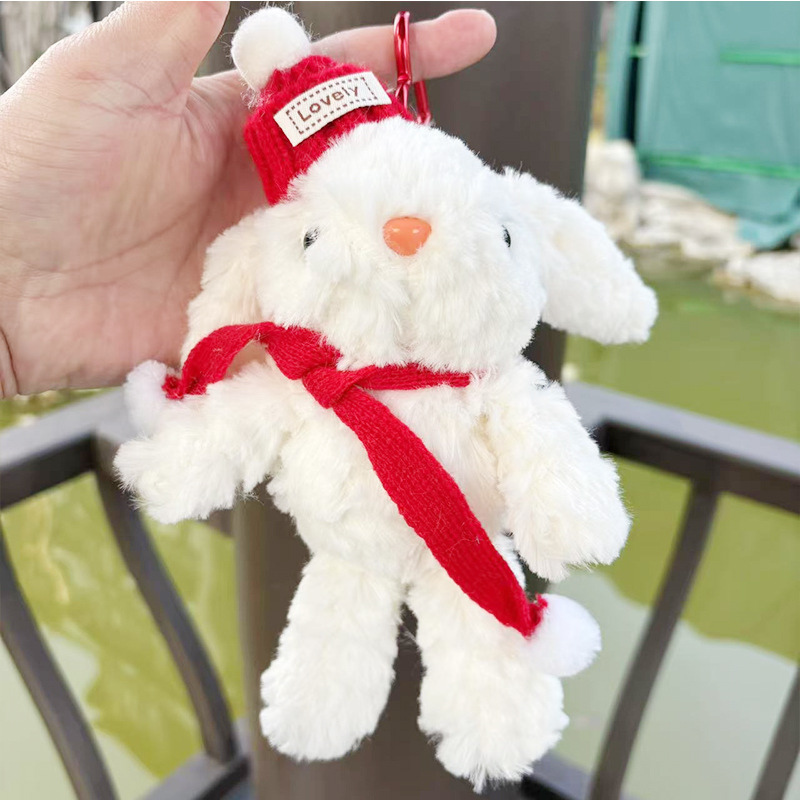 多巴胺格子长耳兔包包挂件小饰品可爱钥匙扣公仔玩偶兔子毛绒玩具详情3