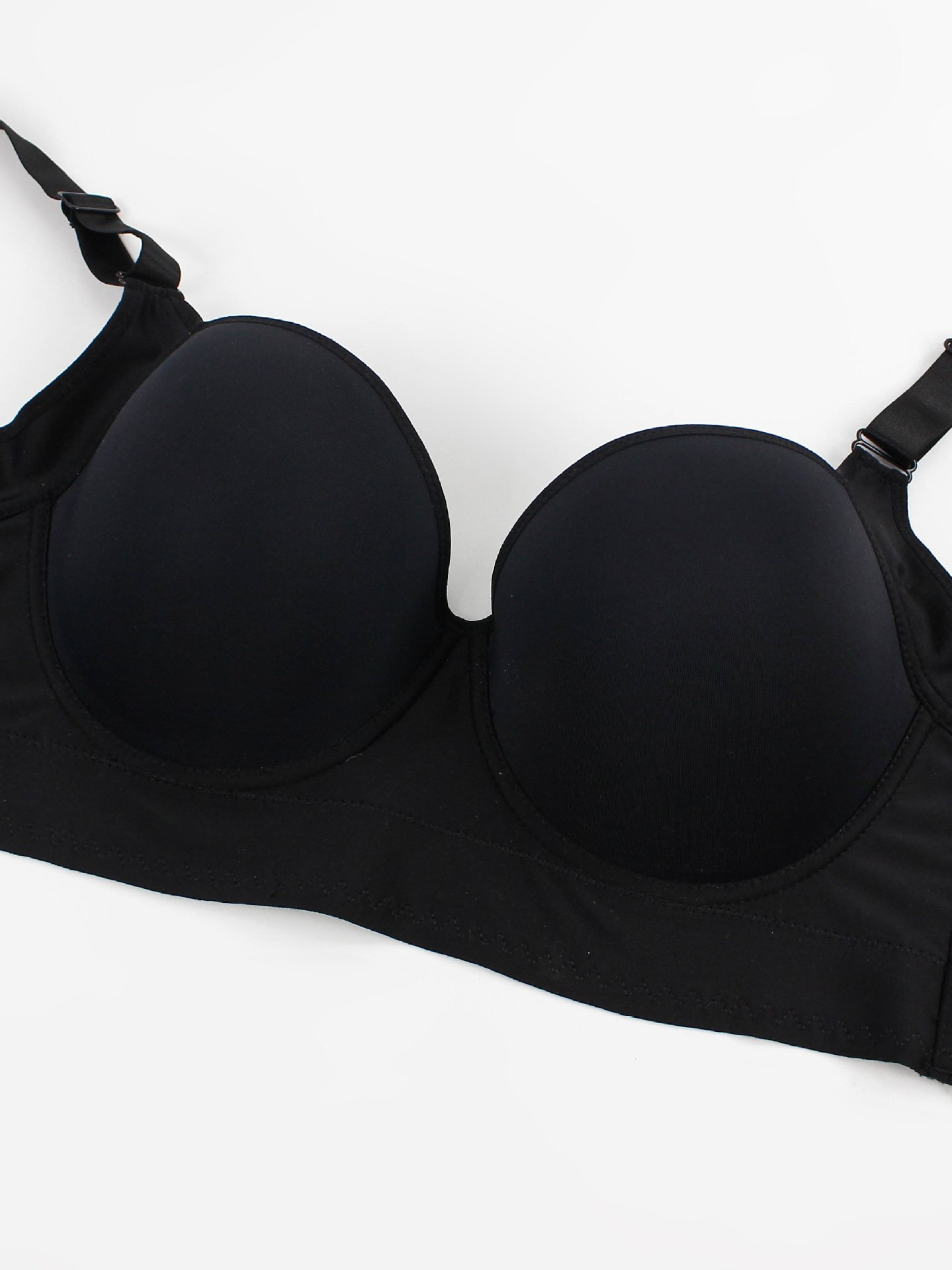 跨境欧美无痕光面钢圈内衣聚拢上托调整型文胸运动美背深V胸罩详情10