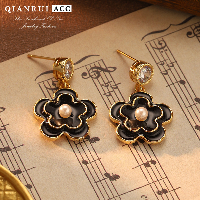 法式复古小香风山茶花耳环女甜美气质耳饰小众设计高级感耳钉精致详情19