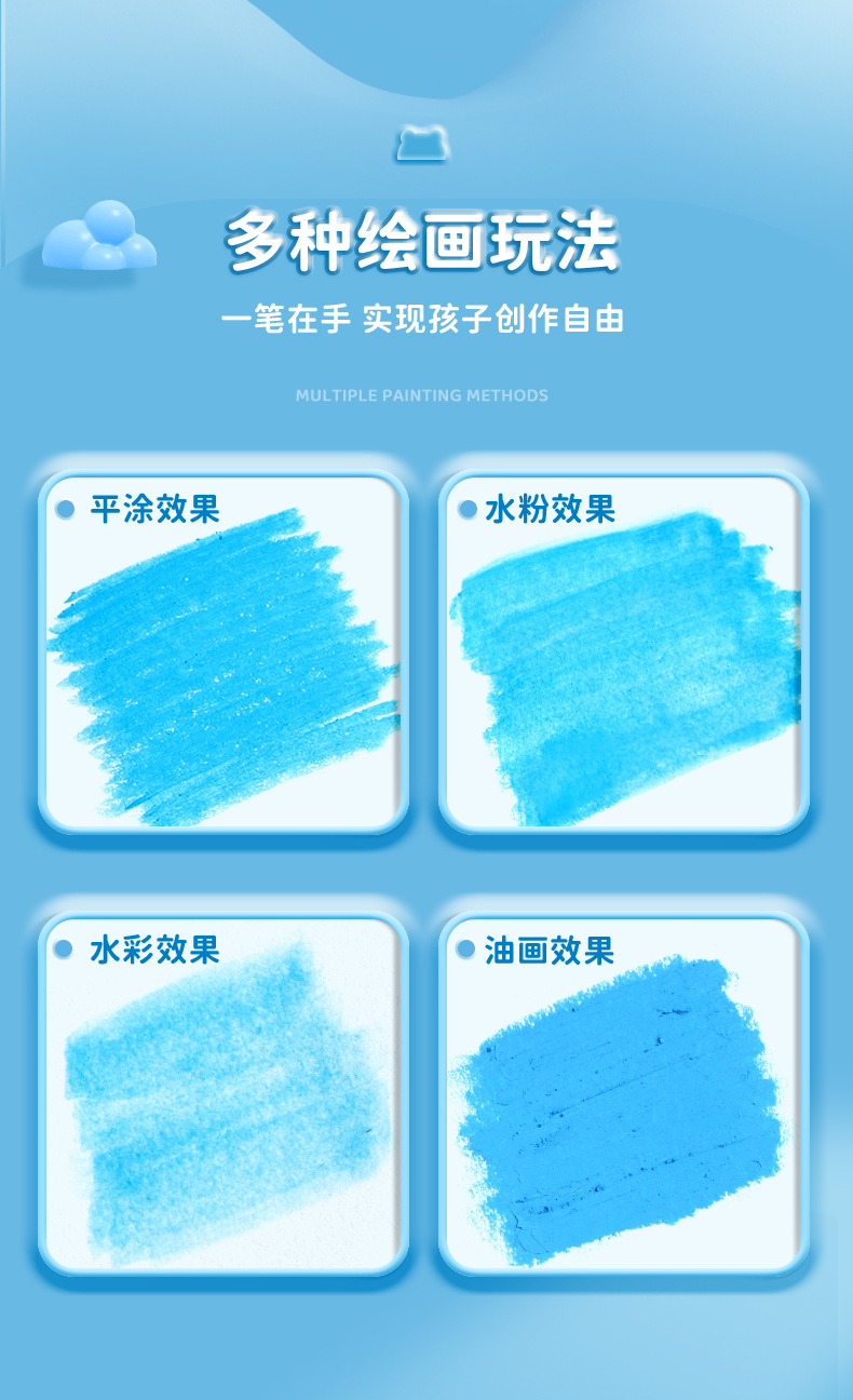 快力文跨境丝滑水溶彩绘棒可水洗儿童油画棒不掉色不透纸旋转蜡笔详情14