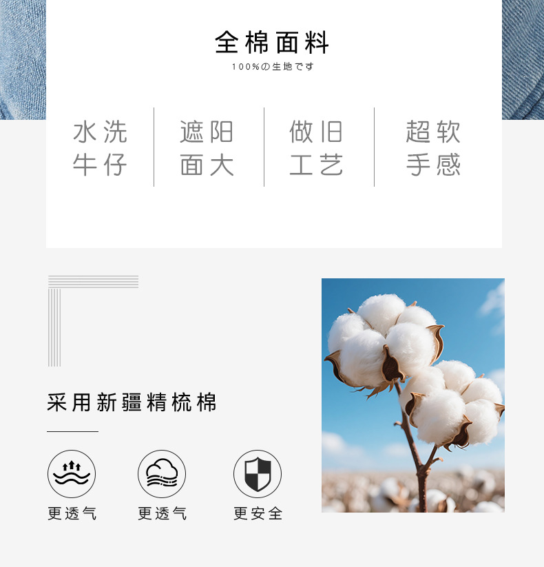 日系牛仔渔夫帽女休闲百搭时尚潮帽盆帽防晒遮阳钓鱼帽男旅游逛街详情4