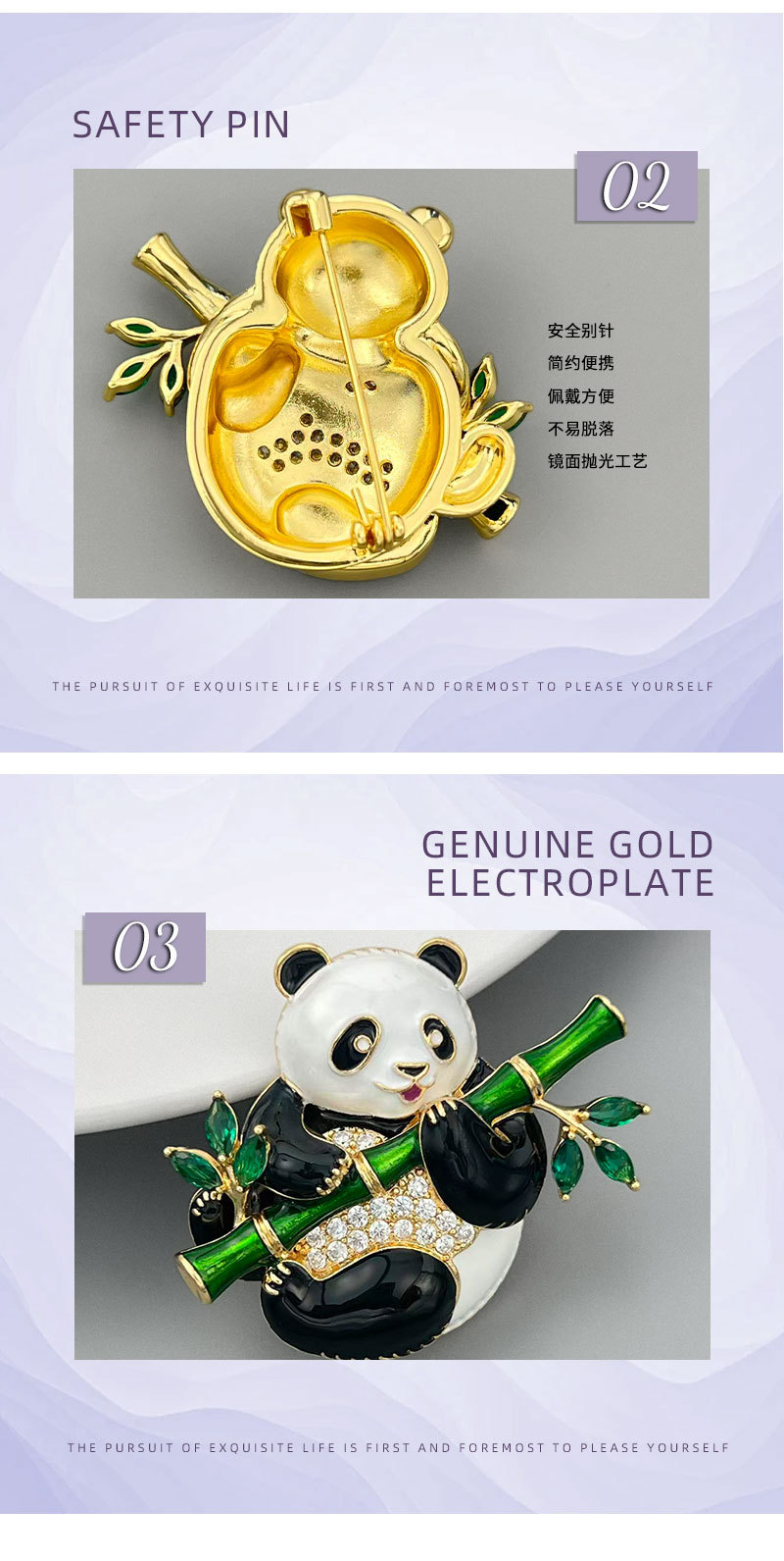 Cute and adorable bestseller Panda Holding bamboo brooch, copper micro-inlaid zircon enamel oil drip high-end fashion pin brooch pic 16