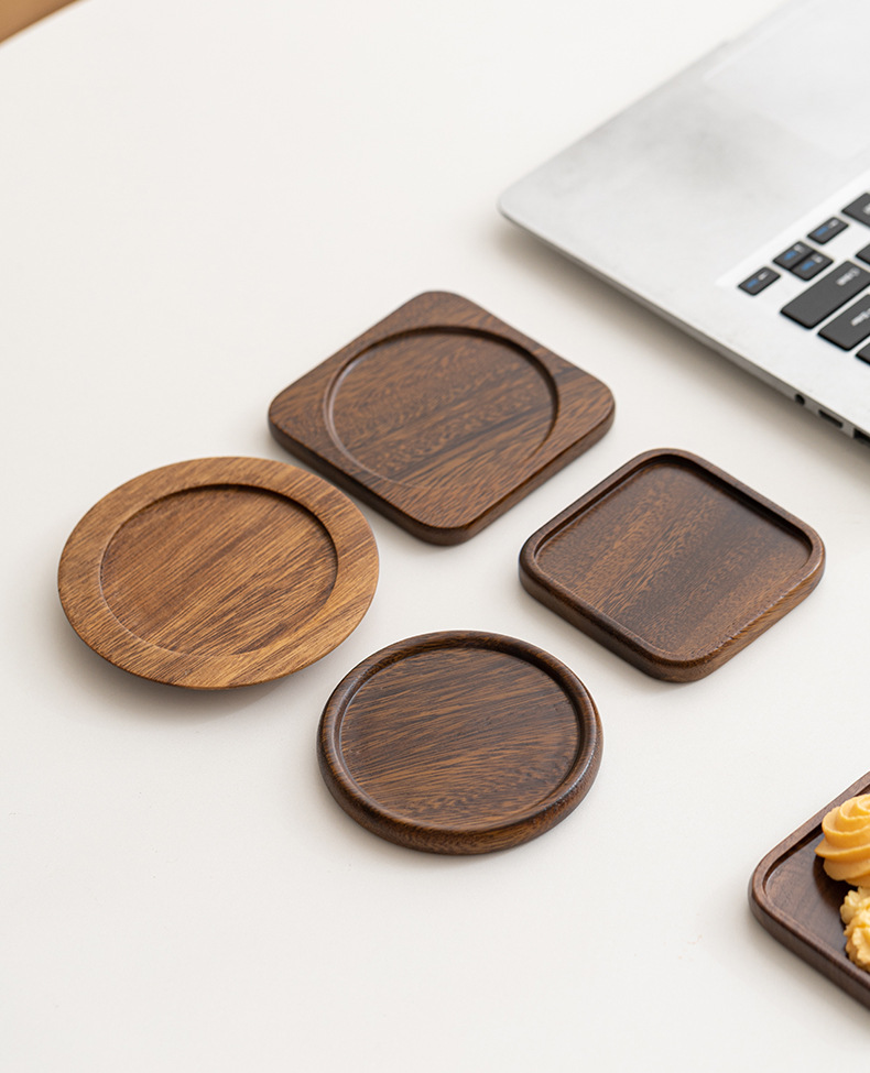 Black walnut coasters, creative ebony Japanese tea ceremony accessories, tea cup holders, heat insulation pads, walnut wood coffee coasters pic 7