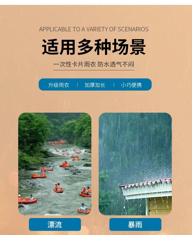一次性雨衣真空压缩卡片包装户外漂流旅游成人儿童加厚款均码雨披详情10