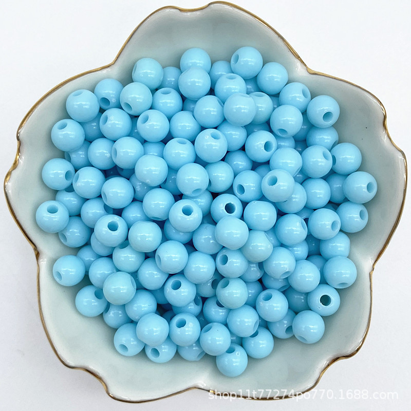 4/6/8mm亚克力直孔实色圆珠 diy手工串珠材料 光面珠子手机链散珠详情6