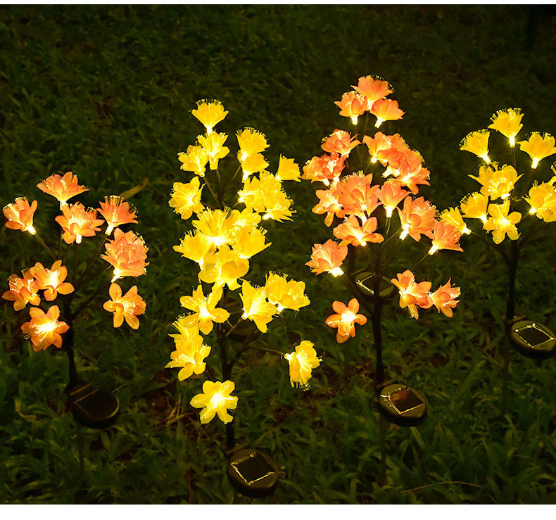 Solar LED camellia branch ground insertion light, outdoor waterproof optical fiber peach blossom decorative lawn atmosphere landscape light pic 12