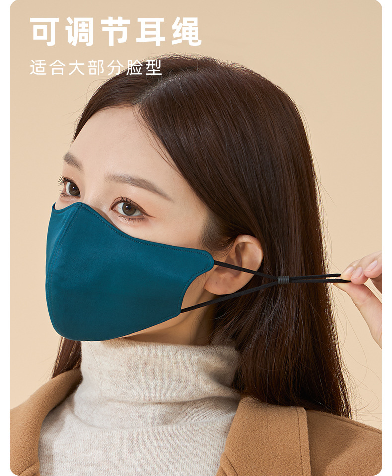 红色女性模特佩戴防晒面纱秋冬保暖口罩冰丝防晒口罩夏季防嗮面罩详情11