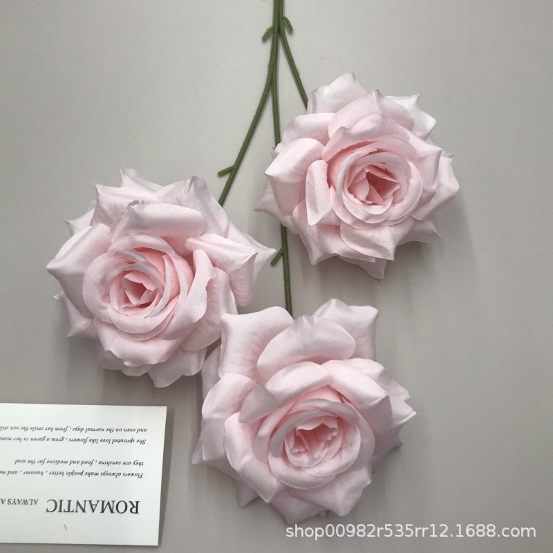 婚庆仿真3头钻石玫瑰花绢布家居软装摆件假花婚礼堂路引插花排束详情6