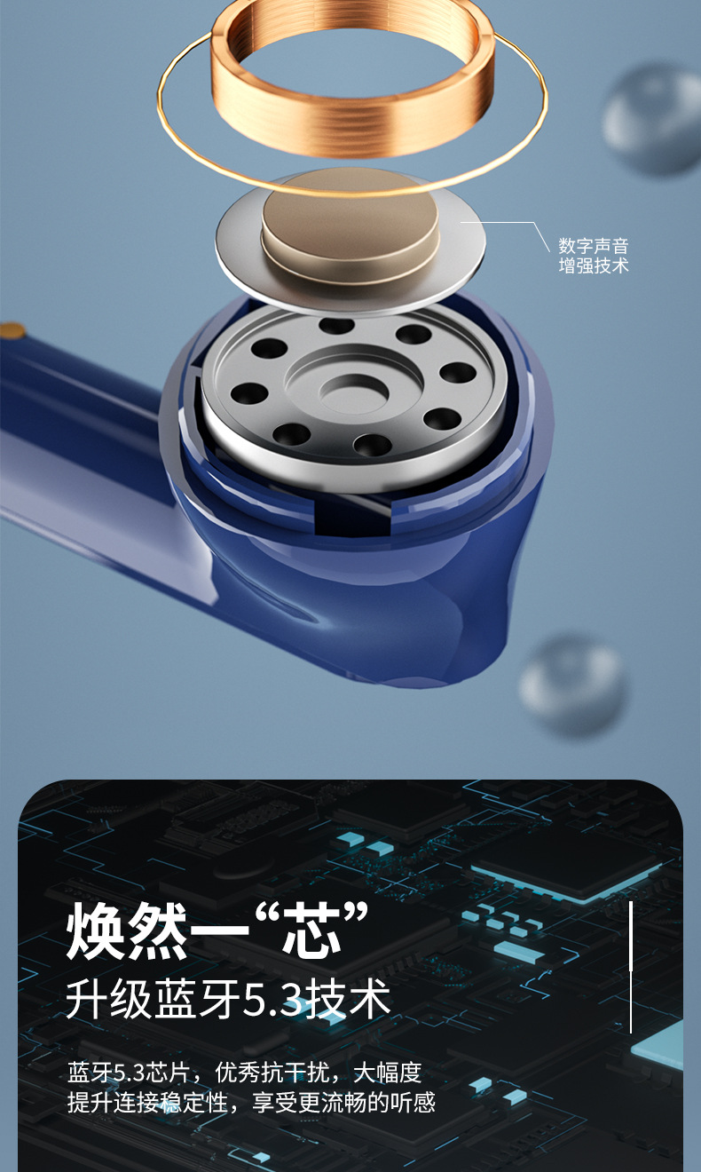 GM30无线蓝牙入耳式耳机新款带数显通话真降噪立体声超长续航私模详情7