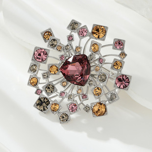 The light luxury and high-end starlight fireworks brooch features an original design of copper alloy, real gold electroplating and zircon imitation pearl pic 2