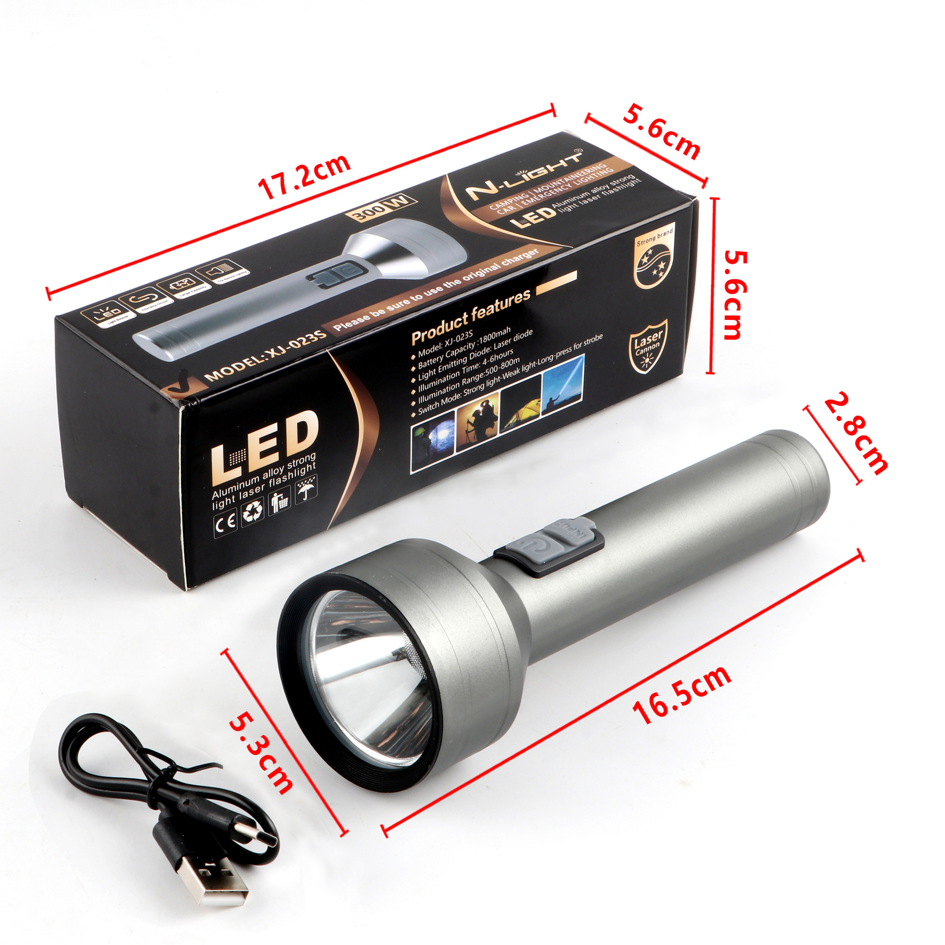 Ultra-bright and powerful flashlight, long-range charging, large-capacity aluminum alloy outdoor household searchlight, daily necessities lighting flashlight, hand-held type pic 2