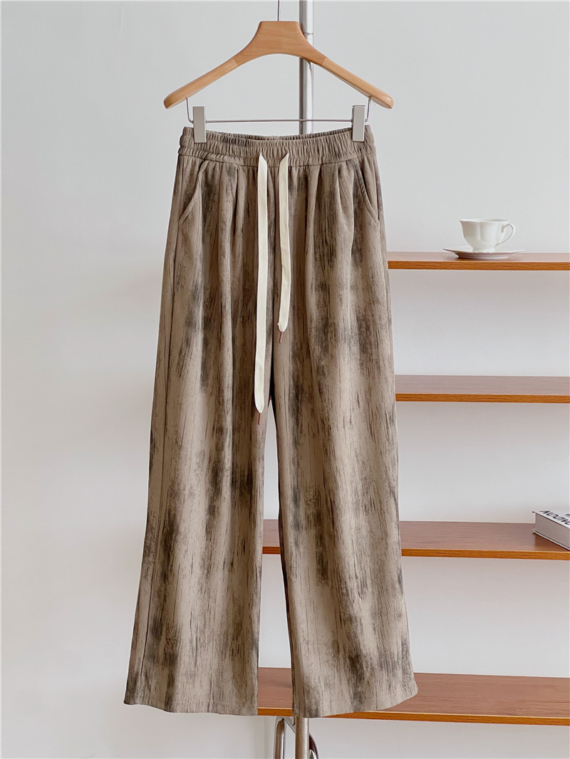 Autumn tie-dyed wide-leg pants, dirty pants, high-waisted, slimming, casual straight-leg loose floor-length pants for women pic 17