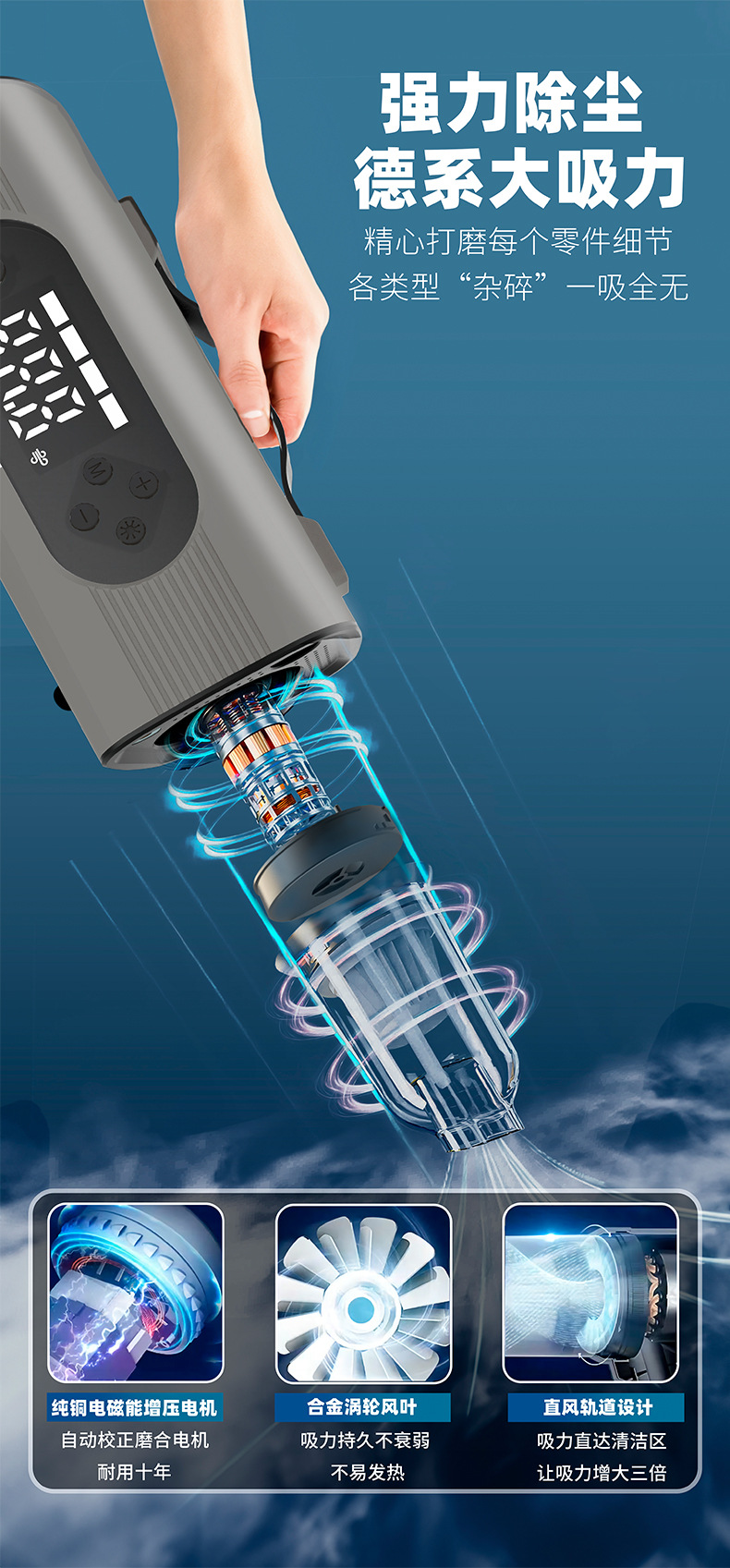 New Hasai multi-functional portable car emergency power starter and air pump all-in-one machine 12v jumper pic 8