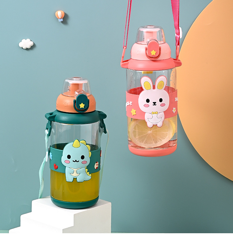 儿童卡通运动水壶户外便携塑料弹跳吸管杯男女学生可爱吸管杯礼品详情10