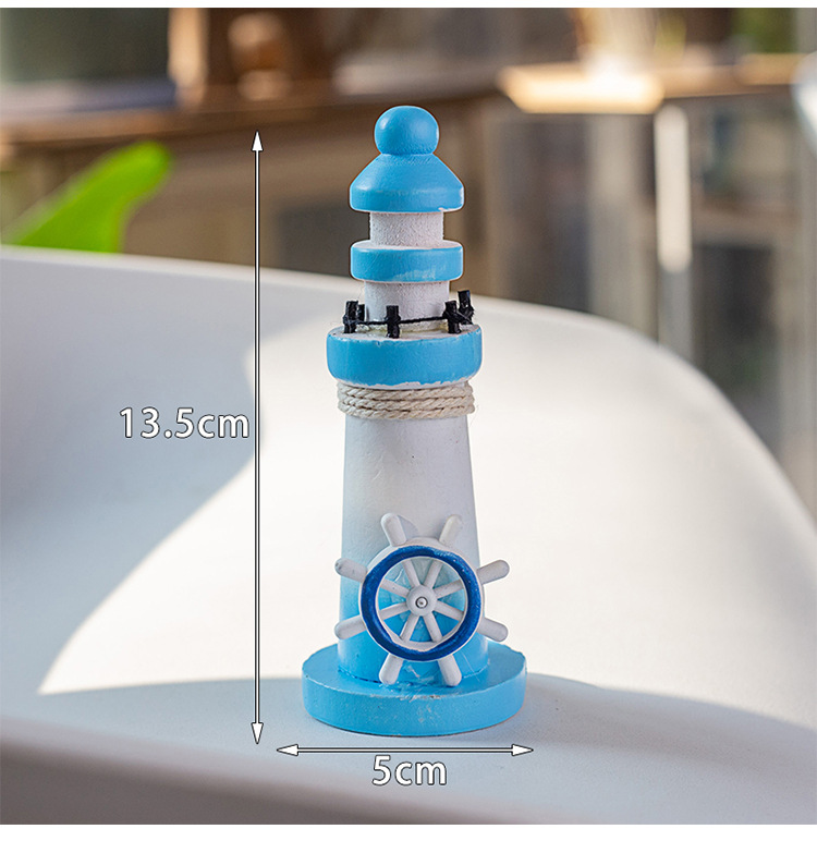 地中海风格木质海洋13cm小灯塔摆件装饰 创意礼品工艺品 拍摄道具详情3