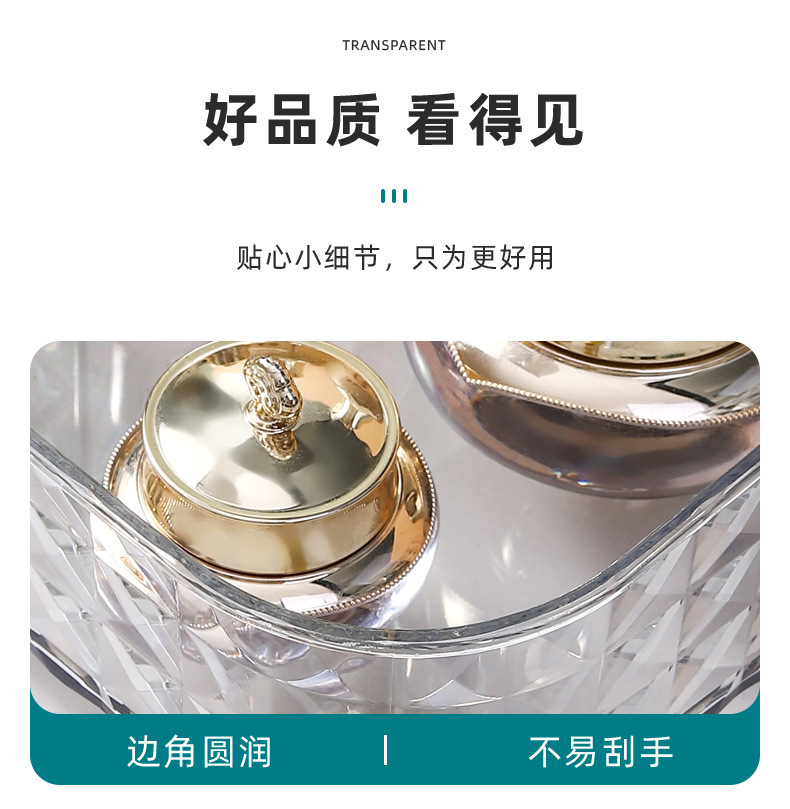 Light luxury cosmetics storage box, desktop transparent cosmetics storage box, storage and organization box, storage basket, shelf pic 12