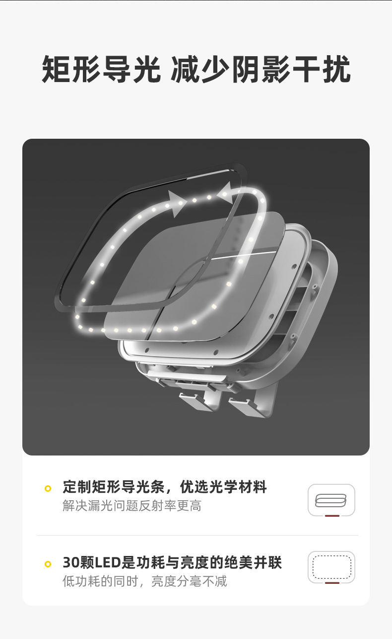 车载补妆镜汽车用品副驾遮阳板镜子
抖音爆款LED灯光梳妆镜化妆镜详情9
