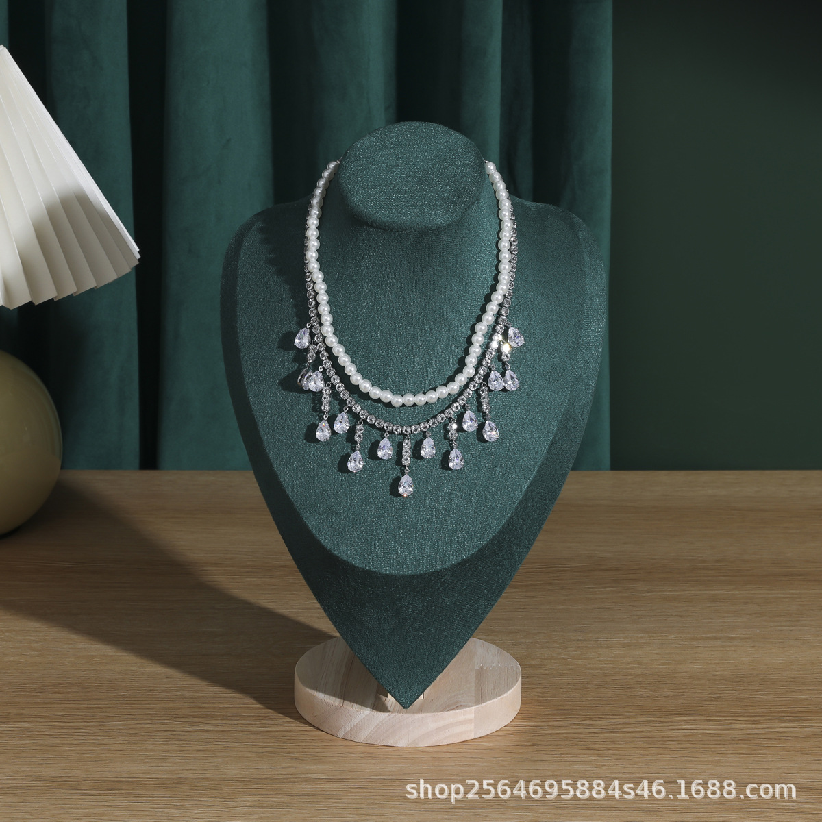 Wooden velvet necklace display stand, neck mold pendant stand, jewelry stand, human neck jewelry window storage, model stand pic 7