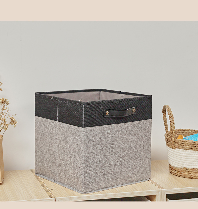 博颂杰亚麻布艺收纳筐桌面杂物零食遥控收纳箱家用可折叠收纳神器详情14