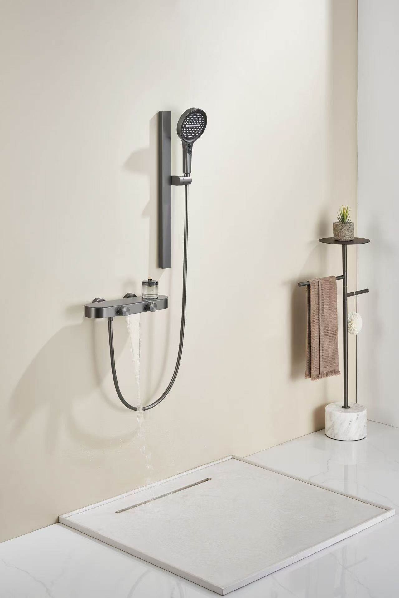 现货全铜无顶喷简易数显淋浴花洒套装家用卫生间分体式沐浴花洒详情4