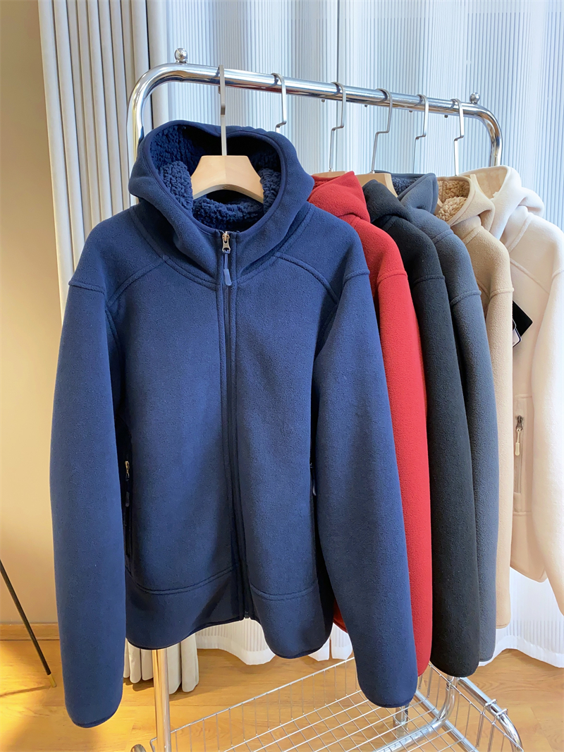 黑科技发热双面摇粒绒拉链连帽加厚情侣外套卫衣女详情7