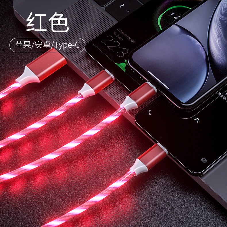 Cross-border one-to-three optical data cable, suitable for Apple Type-C Android marquee light-emitting charging cable for vehicle-mounted use pic 12