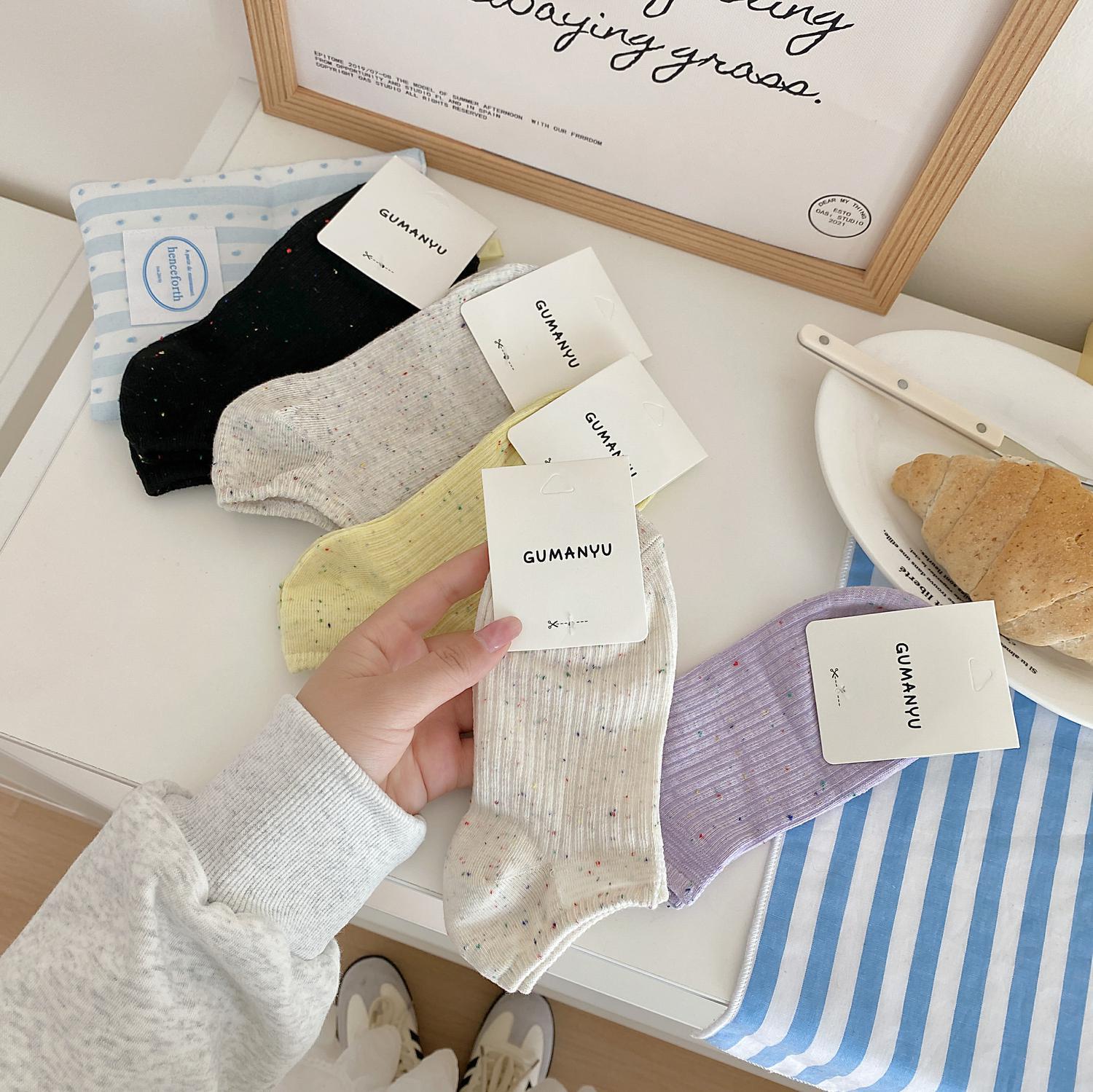 点子纱船袜女纯棉夏季薄款低帮浅口隐形袜硅胶防滑不掉跟女士短袜详情31