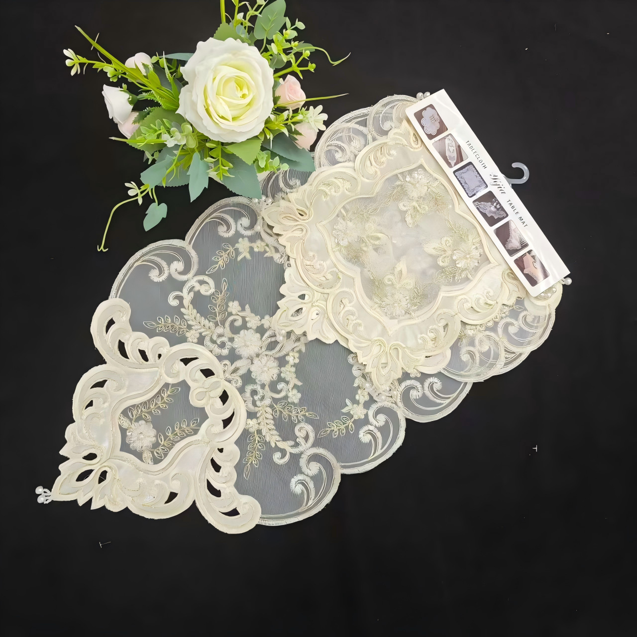 European retro-style embroidered table flag set, dining table flag long strip cover cloth, coffee table, TV cabinet decorative cloth pic 3