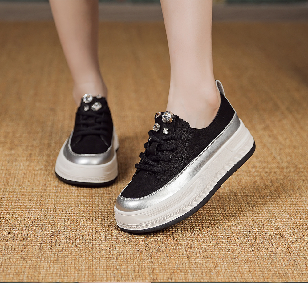 真皮休闲鞋女厚底增高2025春夏季新款复古板鞋百搭平底单鞋潮详情10