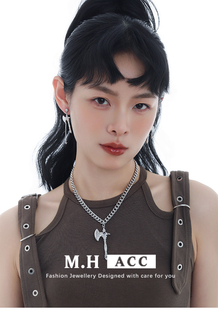 【定制】斧刃裁决系列耳环女款时尚简约冷淡风百搭日常耳钉耳饰品 pic 4