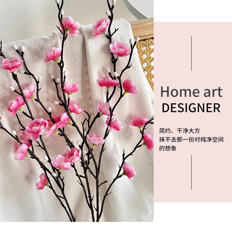 跨境热销55CM单支梅花白色迷你腊梅仿真花人造花中式家居装饰布置详情9