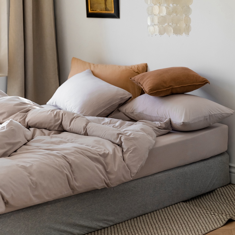 ins Japanese-style solid color all-cotton knitted cotton four-piece set, skin-friendly nude sleeping plain double-layer Indian cotton bed sheet pic 142