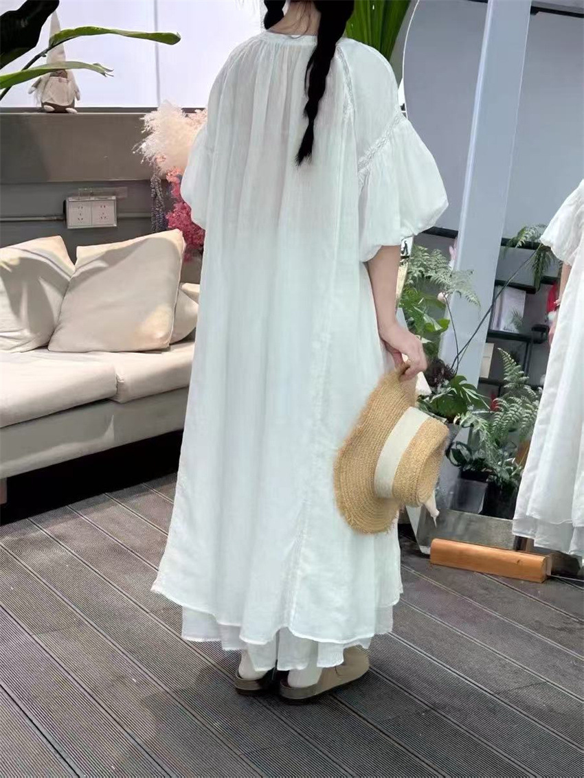 Japanese high-end brand 2025 Summer new style forest-themed artistic Japanese and Korean sweet high-quality ramie dress short sleeve pic 5