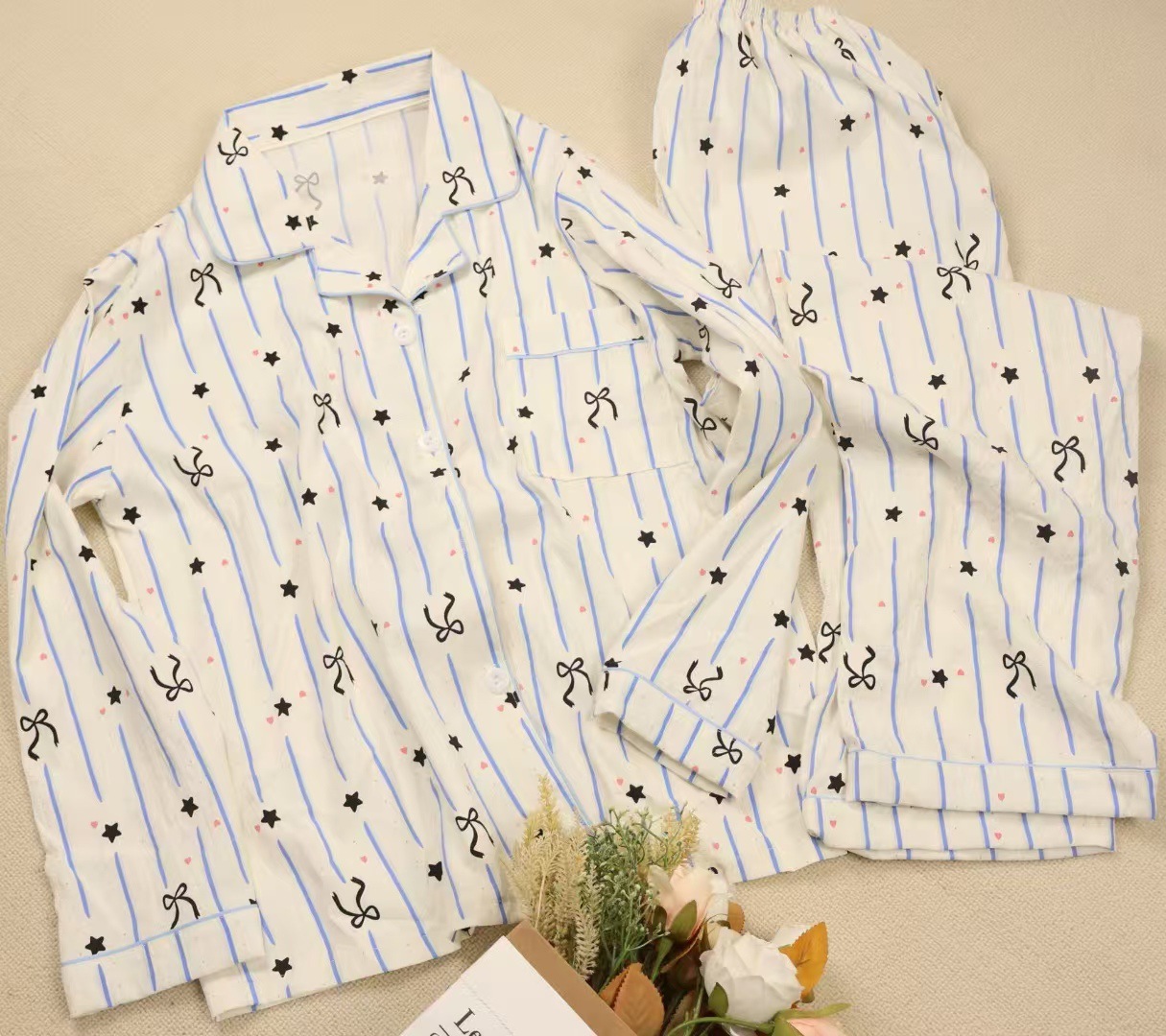 Spring new Cloud cotton Korean InS-style long-sleeved pajamas for girls, sweet and cartoonish, cute student home wear set pic 39