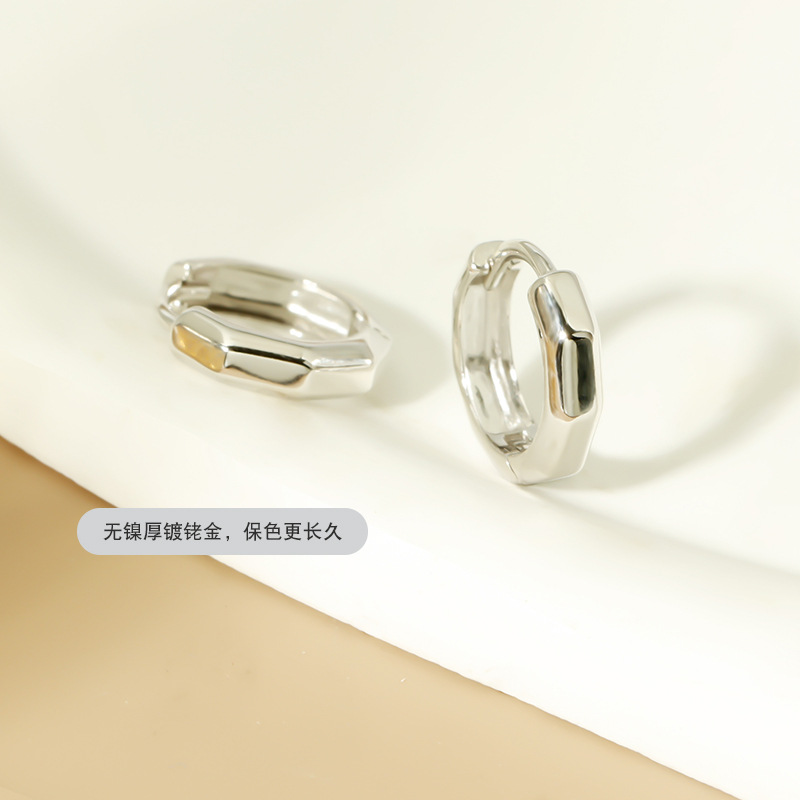 S925纯银耳环切面夏季基础小众极简耳饰百搭气质饰品女高级感耳钉详情13