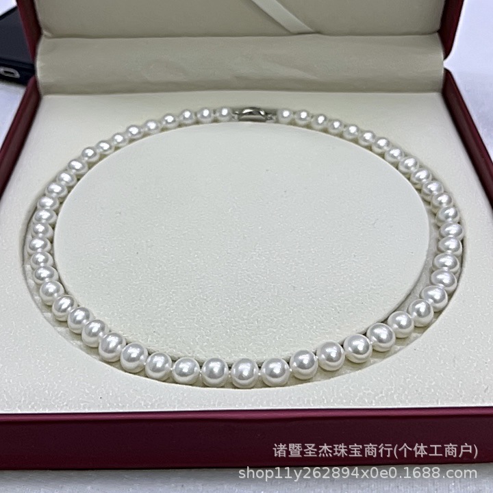 8-9mm天然淡水无核珍珠项链强光近圆微暇妈妈链送妈妈长辈礼物详情8