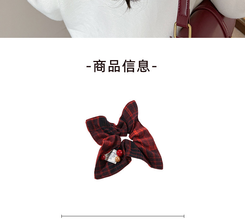 韩系格纹大肠发圈高弹力头绳女英伦风复古方巾扎发绳发饰发夹详情15