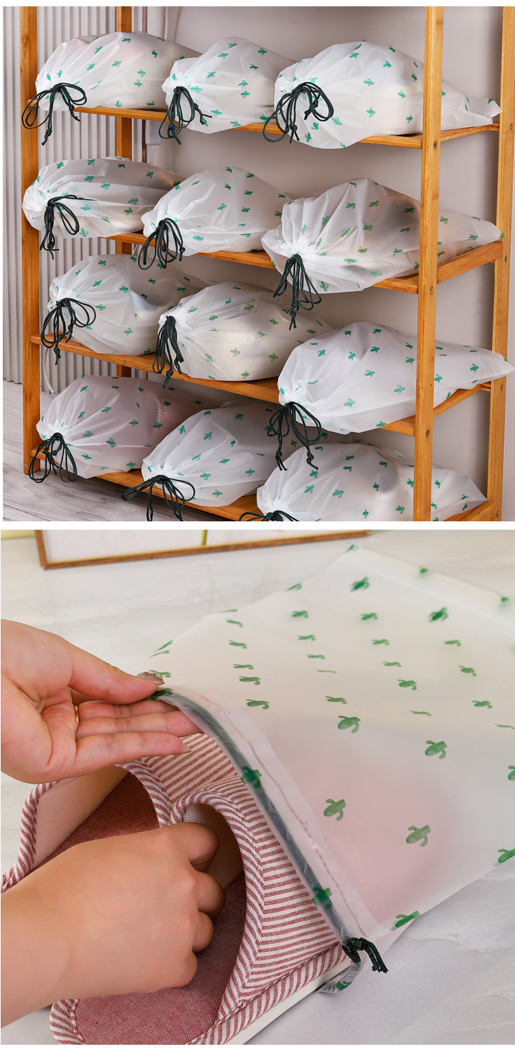 鞋子收纳袋磨砂抽绳束口袋仙人掌服装袜子分装袋抽绳袋子批发印刷详情16