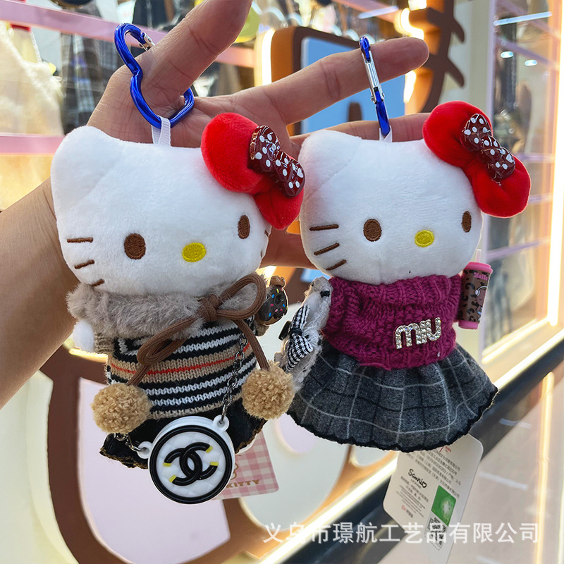 【 Genuine 】 hellokitty small pendant, cute plush doll kt doll dress, doll bag pendant pic 4
