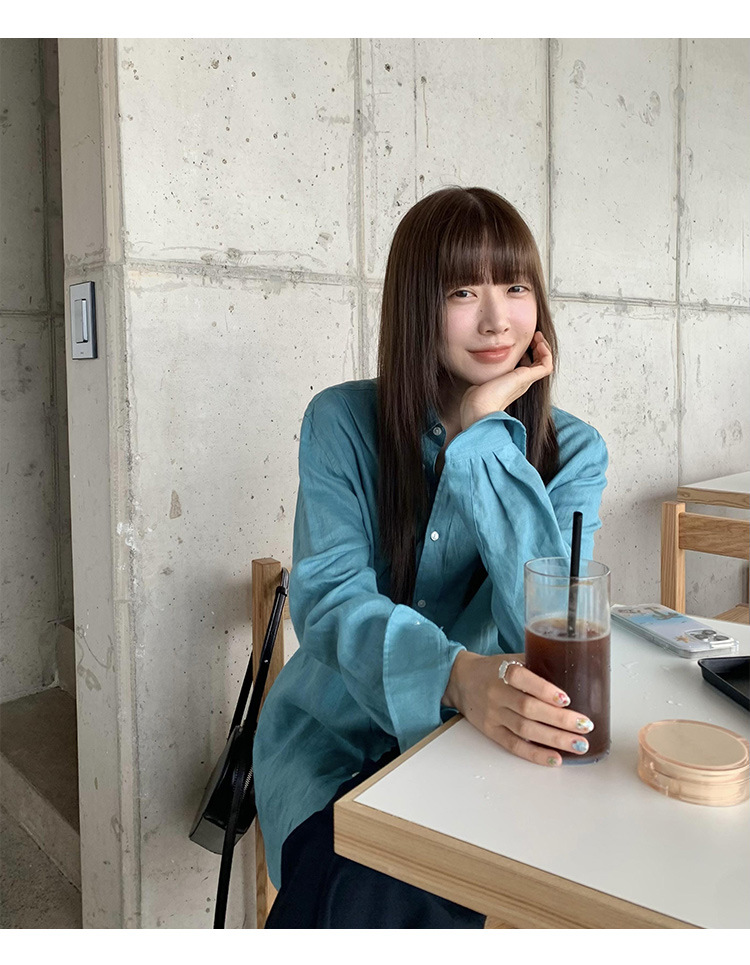 clean 慵懒舒适亚麻衬衣女2025十三行春季新款韩版时装衬衫 52271详情25