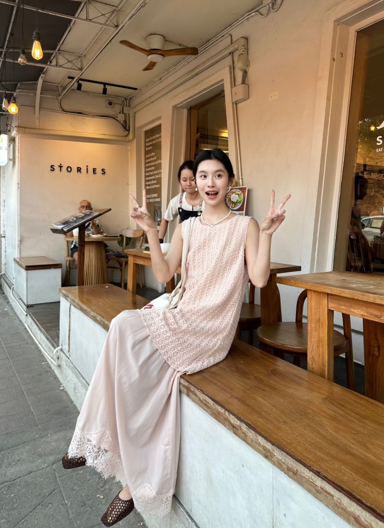 春上新 DIGM名媛千金重工钉珠镂空拼接背心裙长裙连衣裙女27122详情47