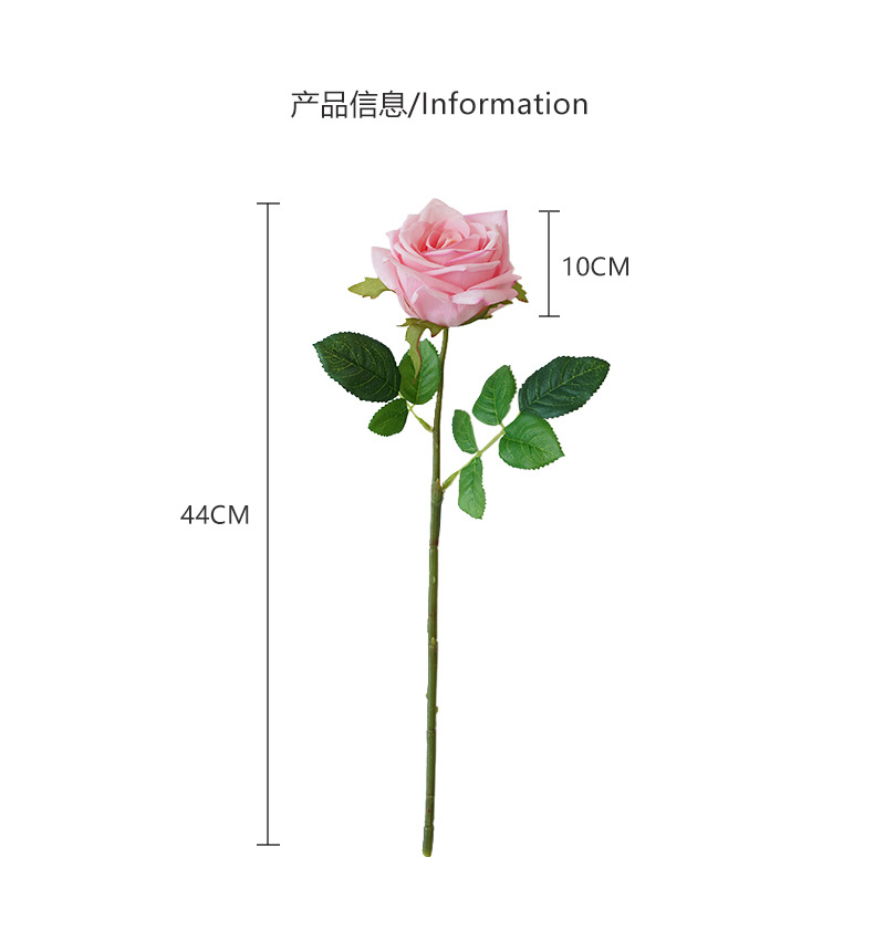 Single moisturizing rose artificial flower, Nordic simulation flower, living room dining table, TV cabinet decoration, hand feel moisturizing rose pic 17