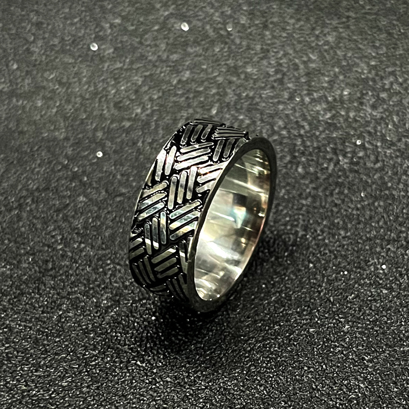 跨境供应钛钢戒指龙纹心电图心形不掉色男款不锈钢手饰 饰品批发详情4