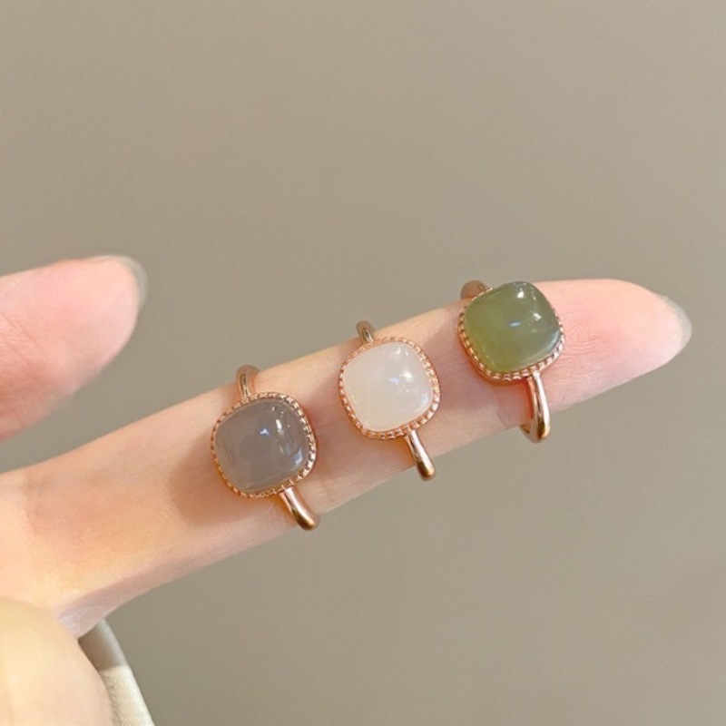 小红书同款简约和田玉小方糖戒指女白玉玉石指环小众设计感新款详情1