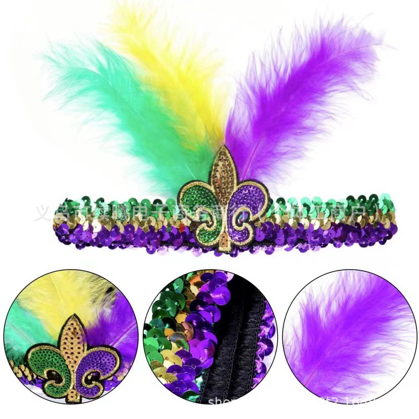 亚马逊狂欢节羽毛发箍派对舞台表演节日装饰发饰头饰饰品头纱时尚发饰详情2