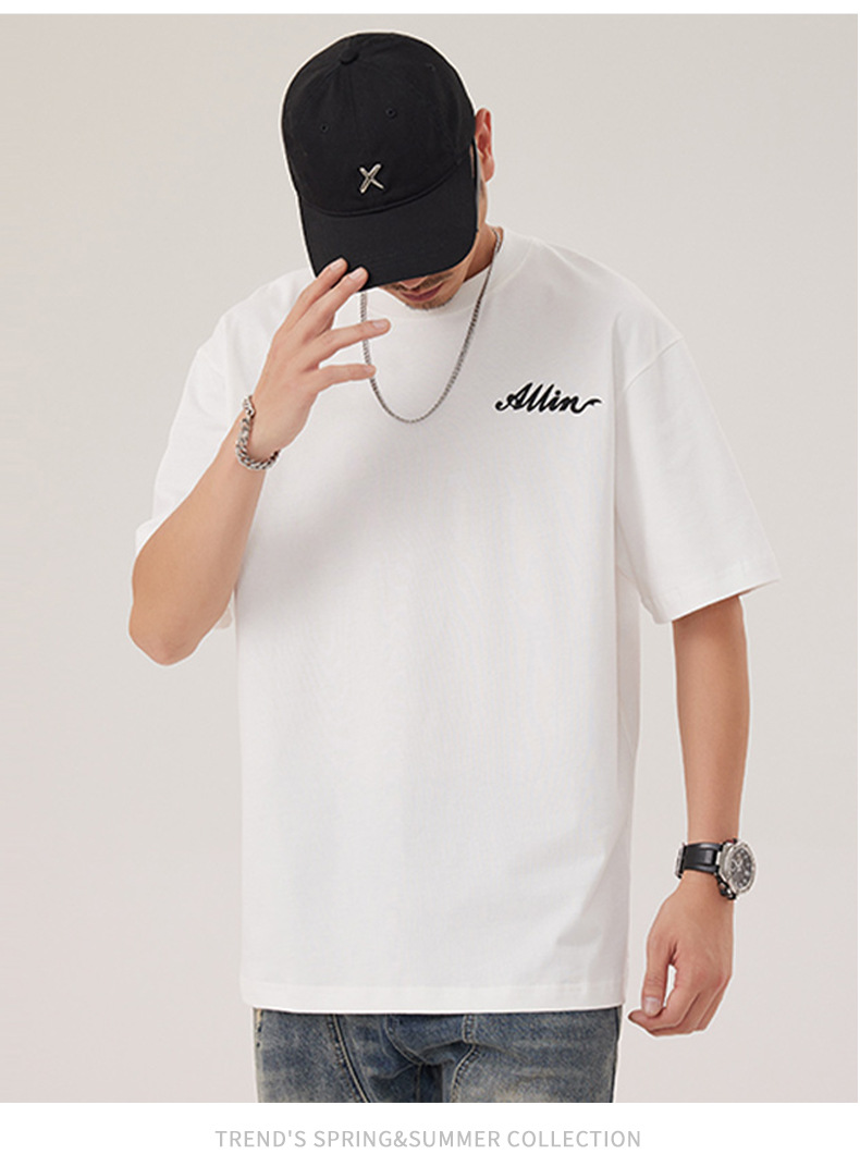 The 2025 summer new half-sleeved T-shirt for men is a trendy and versatile short-sleeved American retro printed loose round-neck T-shirt pic 55