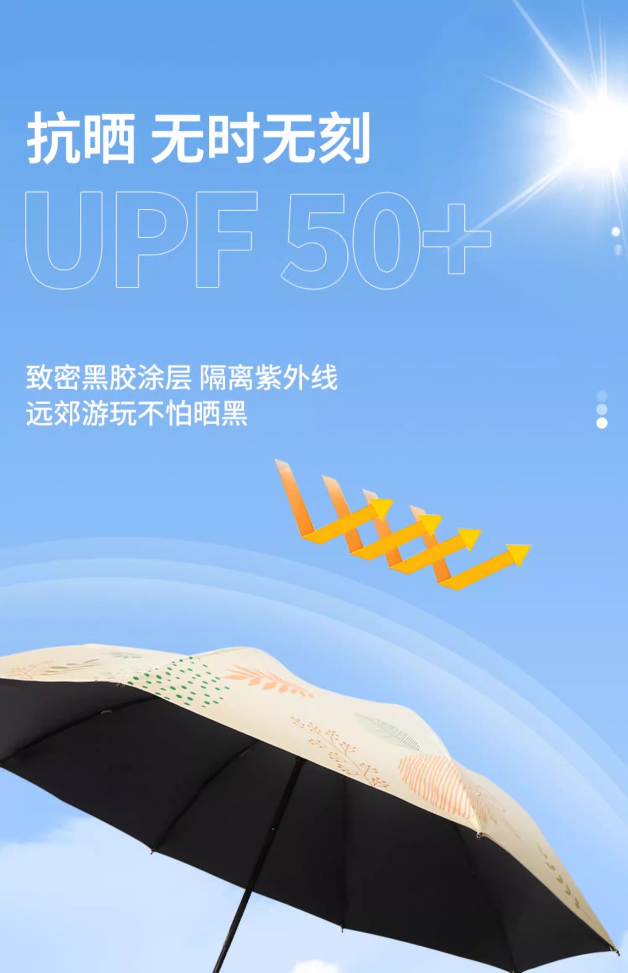 Paradise Umbrella Black Rubber Sun Protection and UV Protection umbrella, student all-weather umbrella, manual folding sunshade umbrella for men and women pic 7