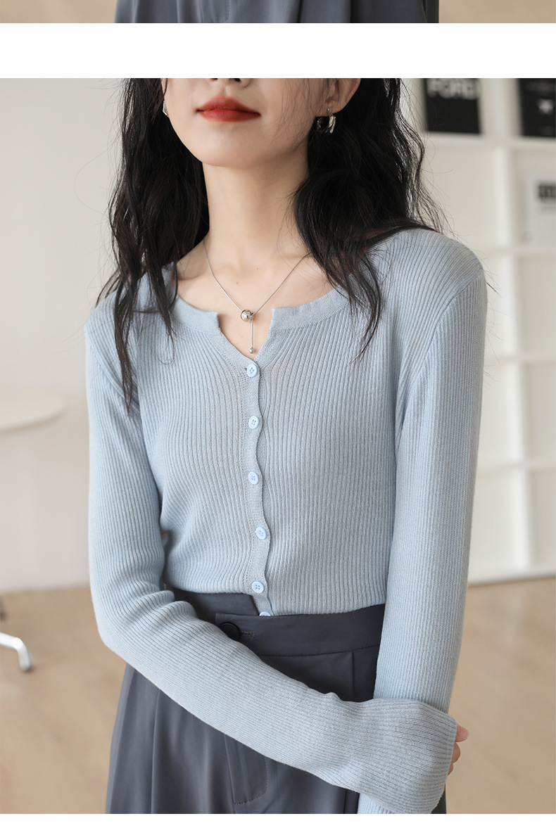 6羊毛品牌女装2025新款圆领长袖针织开衫 宽松百搭毛衣外套 空调衫秋季外搭女士精致加工详情18